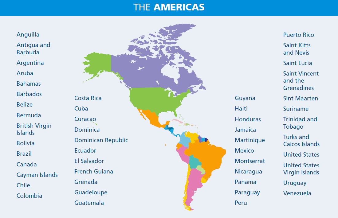 Mapa de la Región de las Américas