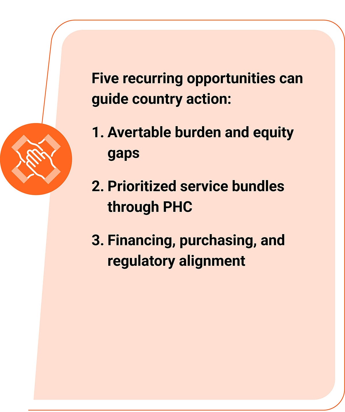 Five recurring opportunities can guide country action