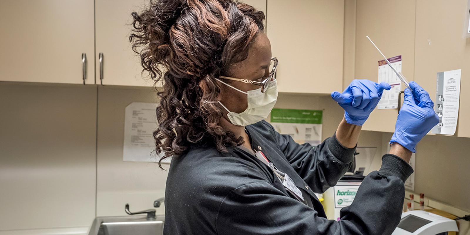 health worker in a lab