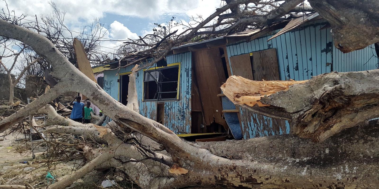Home destroyed by hurricane in the Caribbean