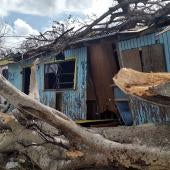 Home destroyed by hurricane in the Caribbean